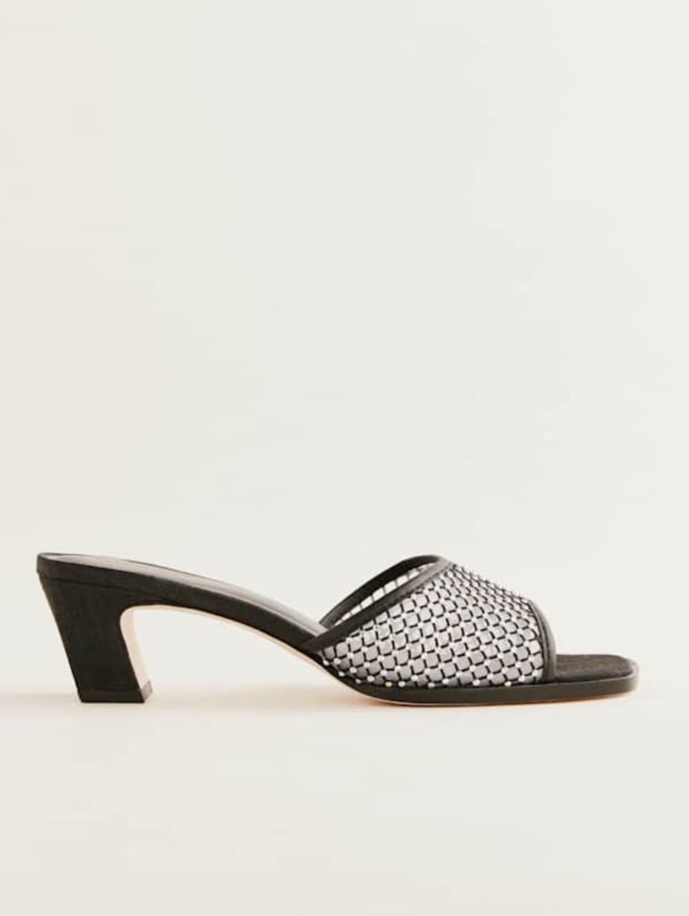 NWOT Reformation Scout Heeled Sandal in Black Rhinestone Mesh